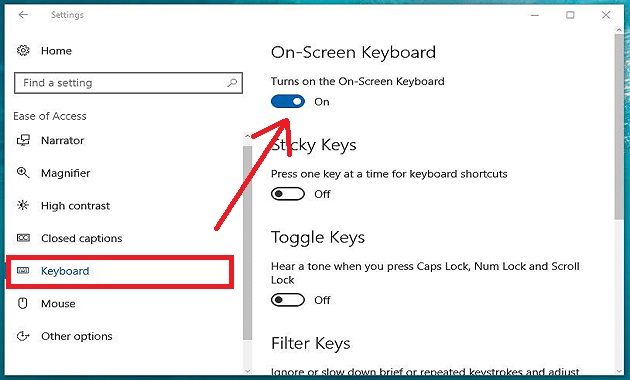 Cara memunculkan On Screen Keyboard