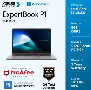 Laptop ASUS ExpertBook P1403CVA: Laptop Bisnis Ringan dengan AI Canggih untuk Produktivitas Maksimal